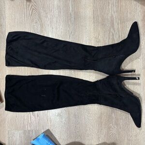 Black suede over the knee boots #goth #heels #kneeboots